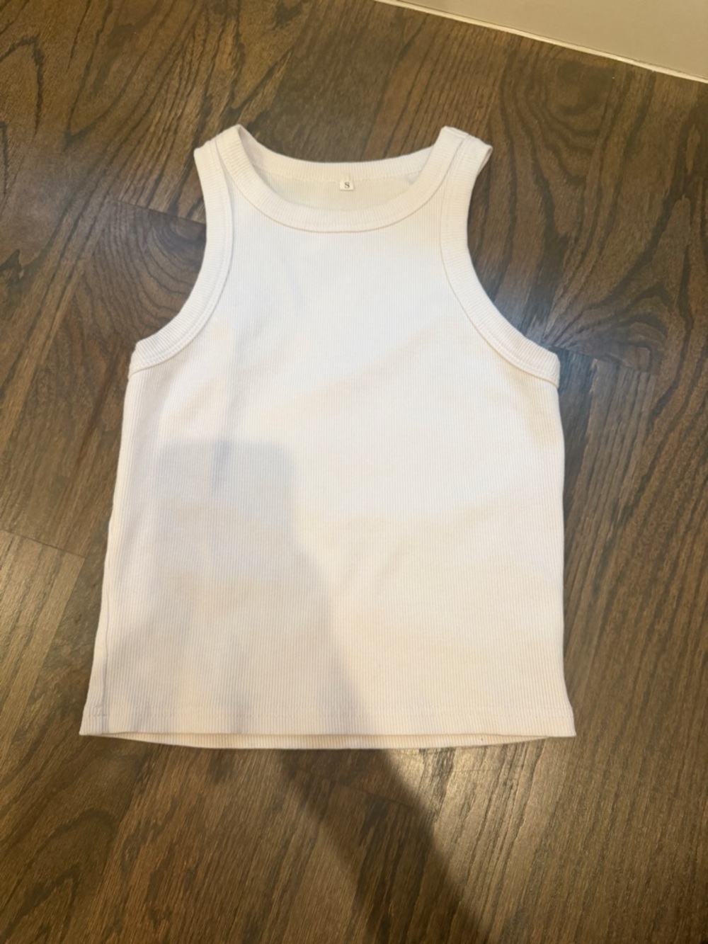 AMAZON White Ribbed Tank Top